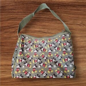 NWOT Disney Mickey Mouse All Over Zip Olive Army Green Shoulder Bag Tote Canvas